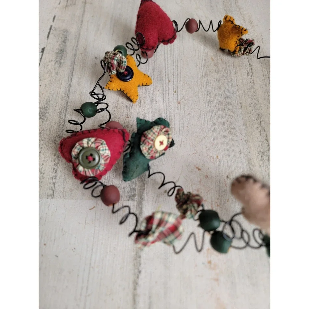 Tender heart treasures vintage Xmas Plush Garland star gingerbread heart